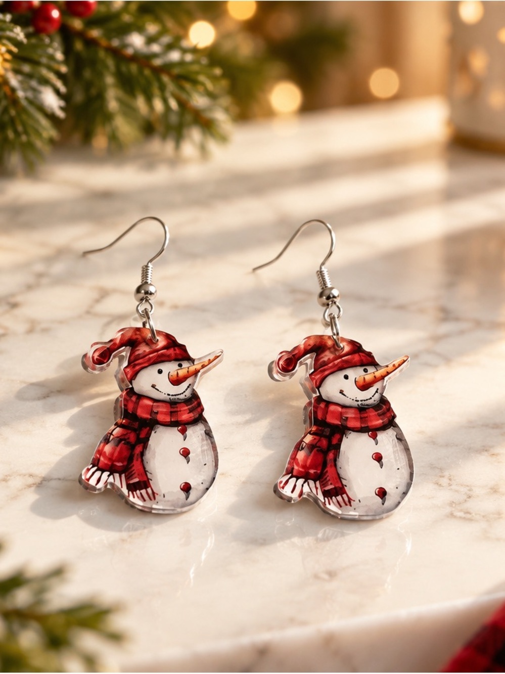 Fashion Jewelry Red Snowman Dangle Earrings